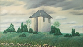 Toomas Vint, „Kellatorn“, 1981, õli lõuendil, 92,5 × 114,5 cm — Kaamose kunstikollektsioon